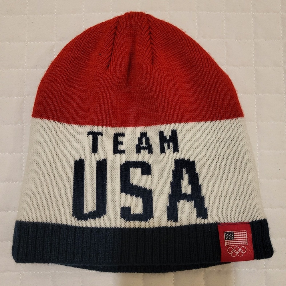 Team USA Olympics Beanie Hat Red White Blue Knit Cap Patriotic America 250th Fun